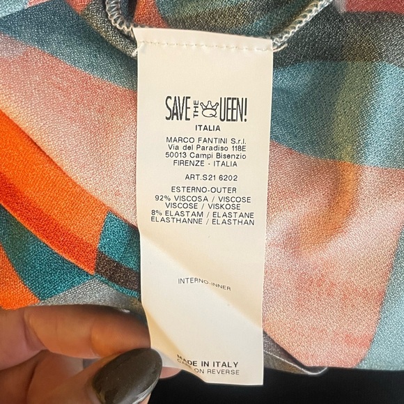 Save The Queen Multi Printed Mesh 3/4 Sleeve Top Size S - Picture 9 of 10